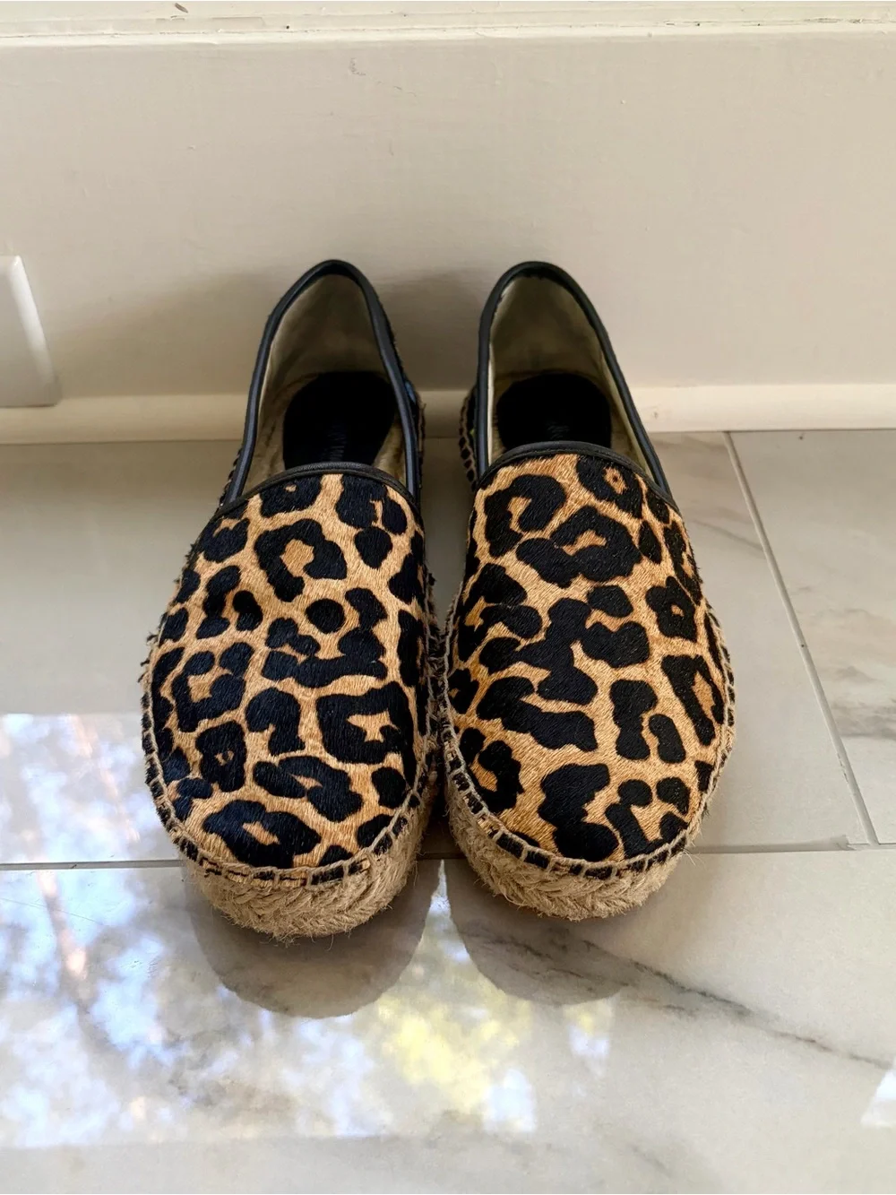 Johnny Was Garden Leopard Espadrille Slip On Platform Suede